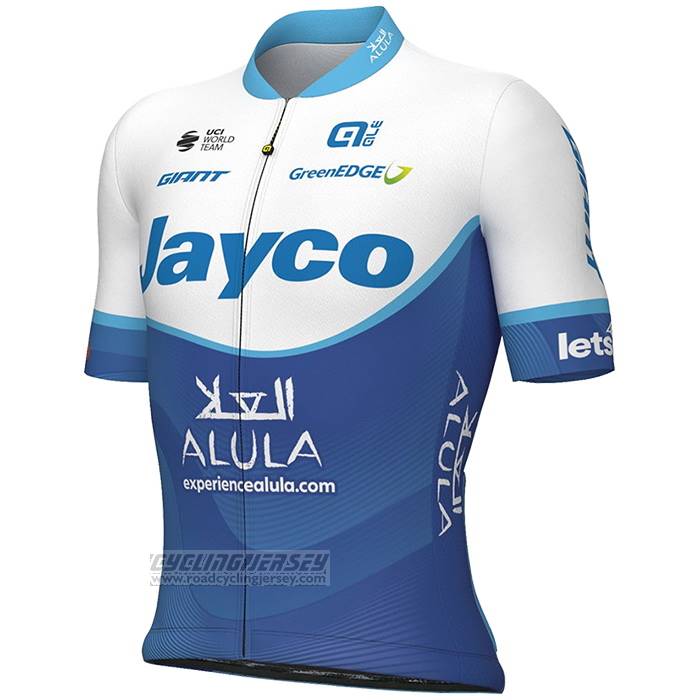 2023 Cycling Jersey Jayco Alula Blue White Short Sleeve and Bib Short